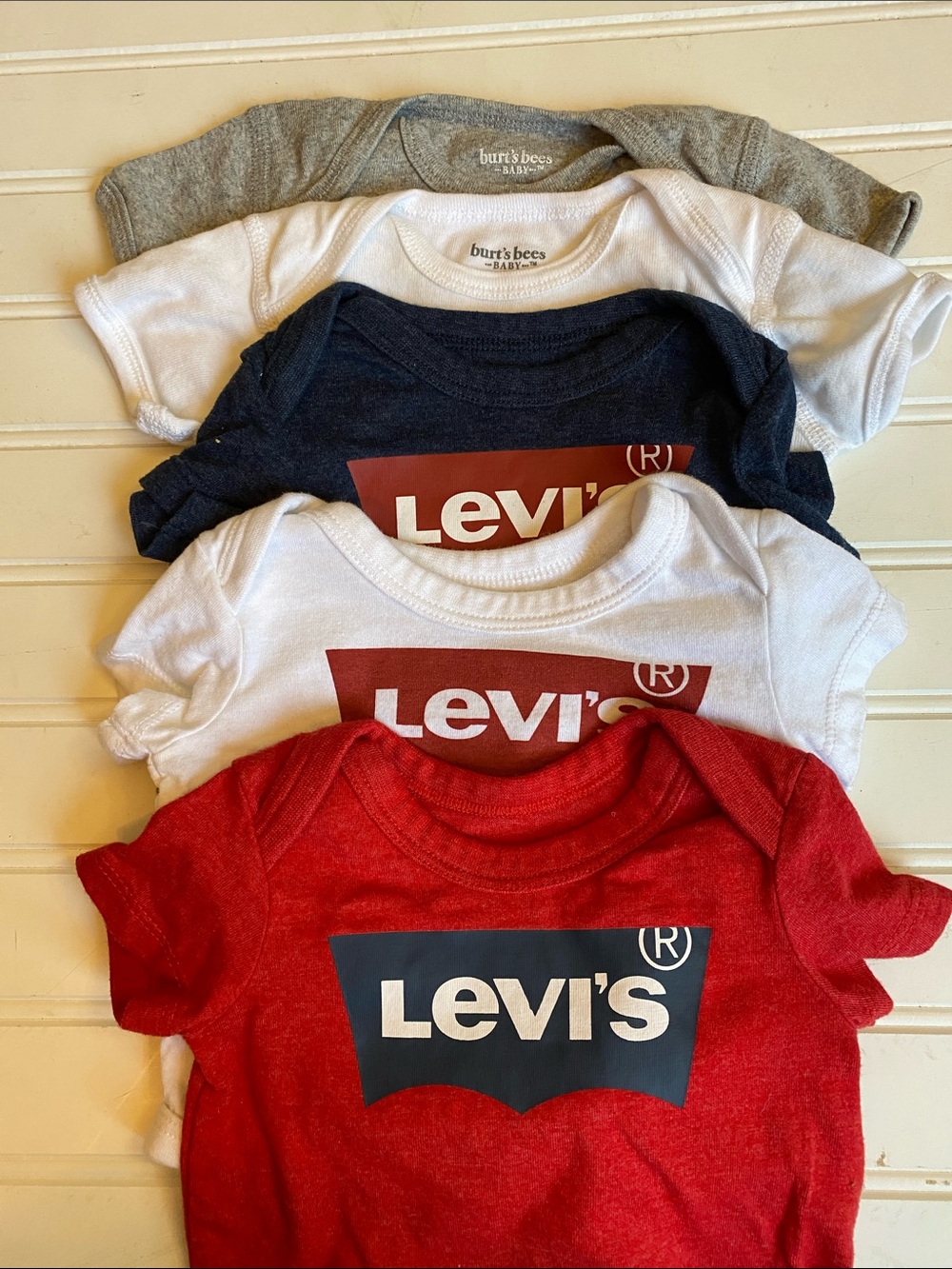 Set of 5 Bodysuits. Levi and Burt’s Bee Brand